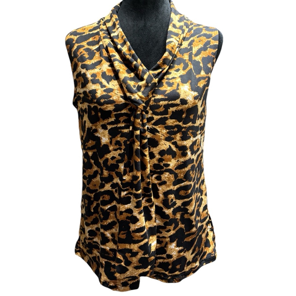 NWT Large Tiffany & Grey cheetah blouse sleeveless